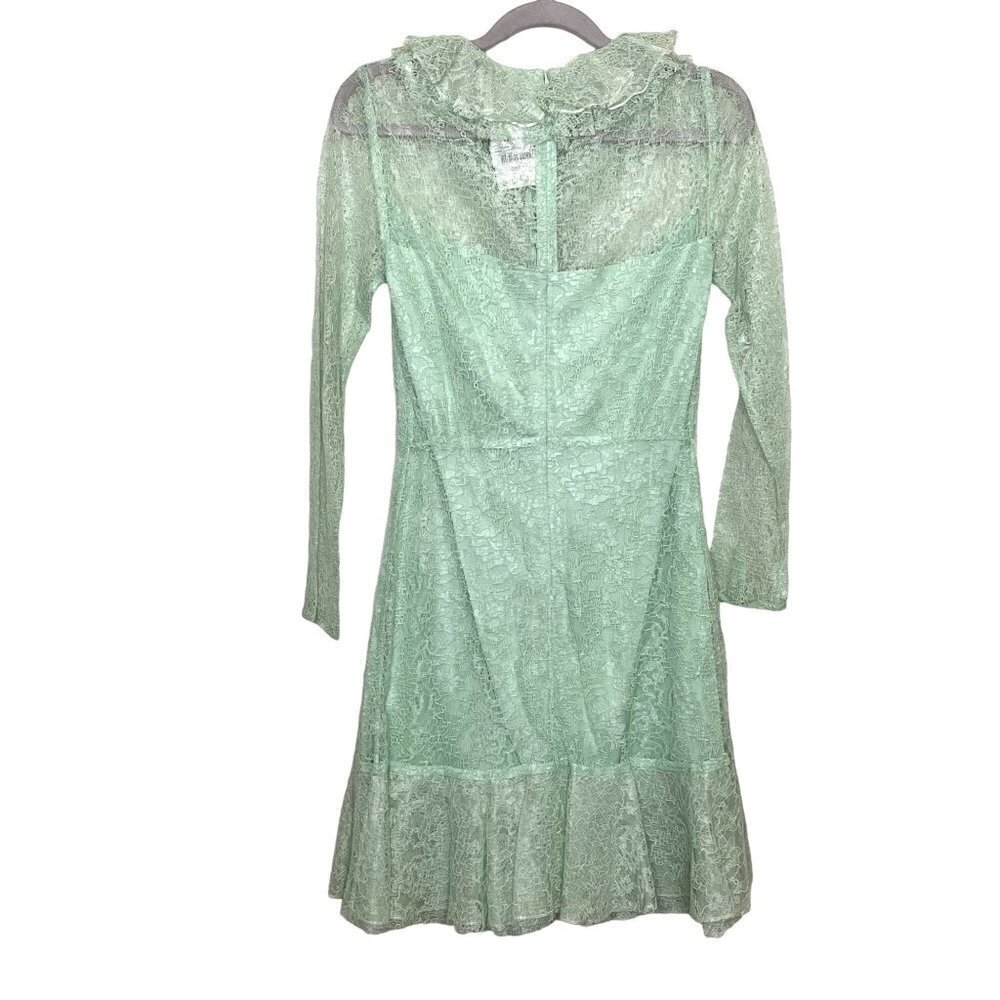 Sandro Paris Mint Green Lace Ruffle Mini Dress NWT Size 34 US 0 - Picture 4 of 11